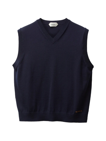  Versace Chaleco De Punto Bordado - Azul 
