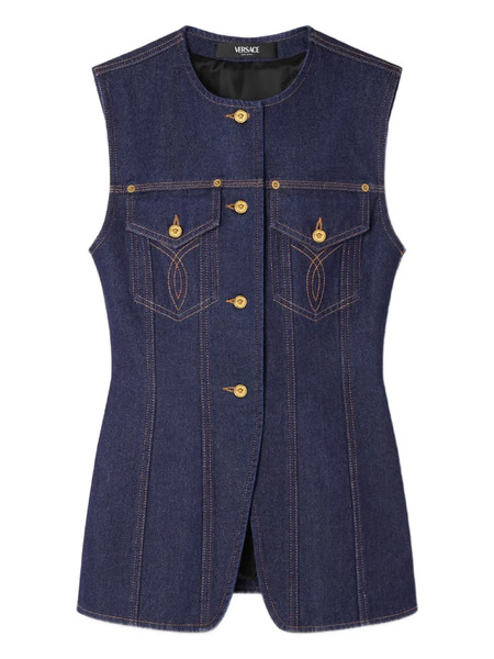  Versace Chaleco Vaquero Con Botones - Azul 