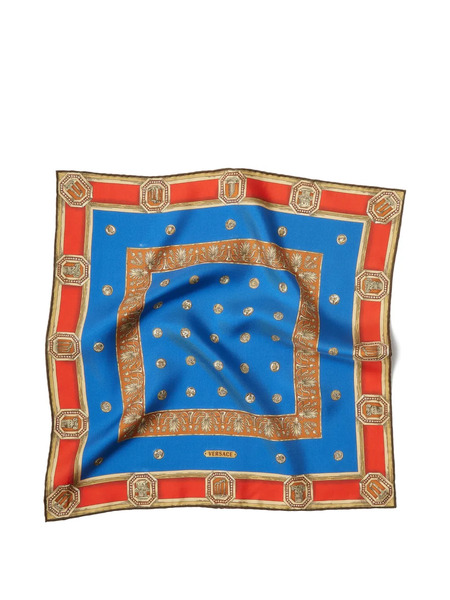  Versace Fular De Seda Con Estampado De 45 Cm - Azul 