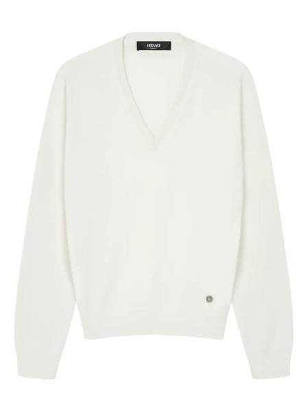  Versace Jersey Con Cuello En V - Blanco 