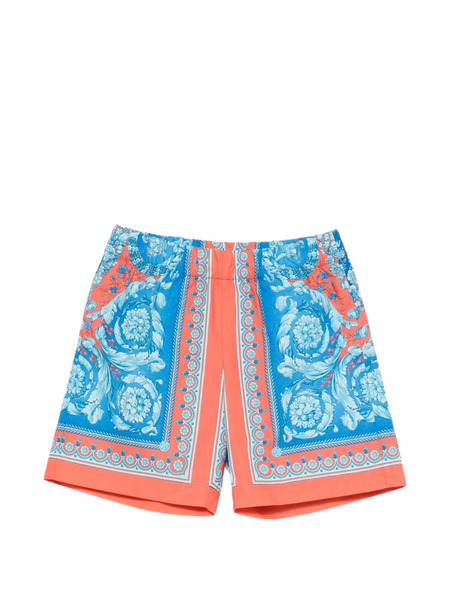  Versace Kids Bermudas Con Estampado Barocco - Azul 