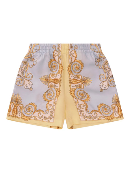  Versace Kids Bermudas Con Estampado Barroco - Azul 