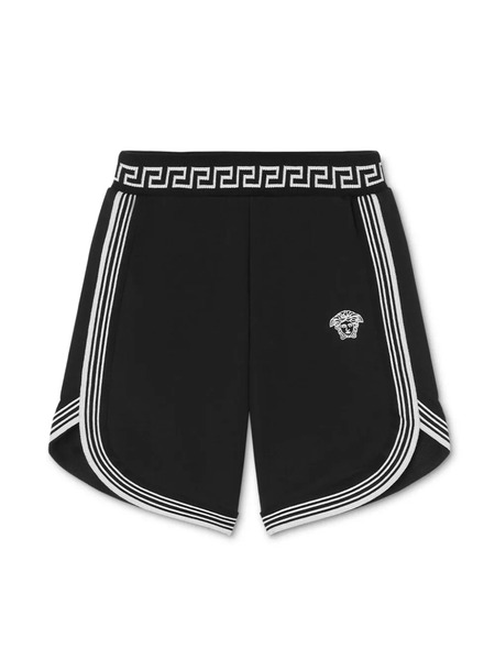  Versace Kids Bermudas Con Estampado Greca - Negro 