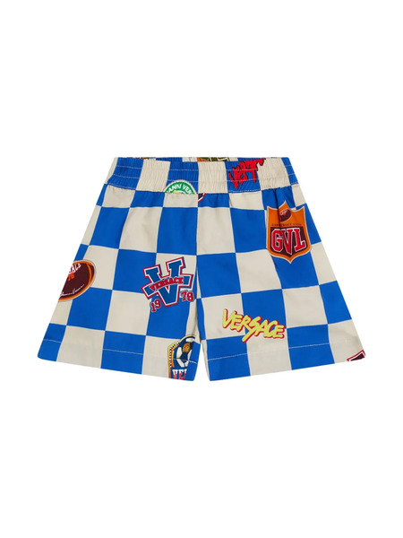  Versace Kids Bermudas Con Estampado Varsity - Azul 