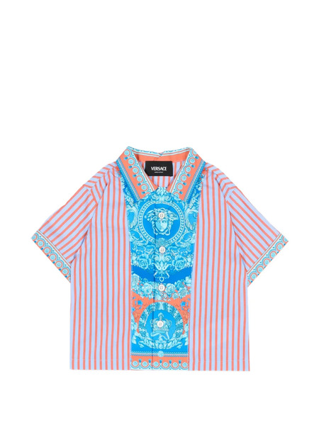  Versace Kids Camisa Estampada A Rayas - Azul 