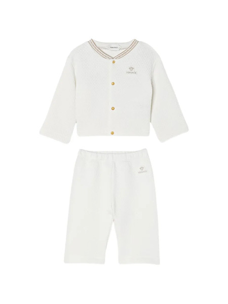  Versace Kids Greca-trim Diamond-quilted Trouser Set (set Of Two) - Blanco 
