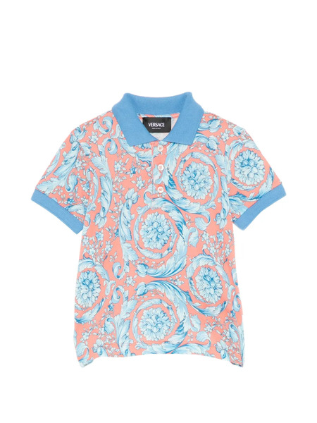  Versace Kids Polo Con Estampado Floral - Azul 