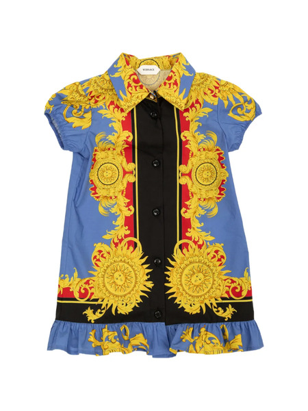  Versace Kids The Sun-print Ruffled Dress - Azul 