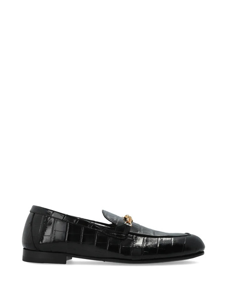  Versace Mocasines Con Cadena En Relieve - Negro 