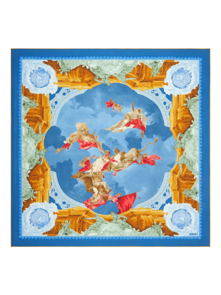  Versace Pañuelo De Seda Estampado - Azul 