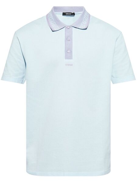  Versace Polo Con Detalle Greca - Azul 