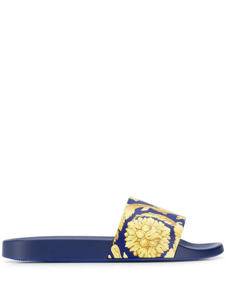  Versace Sandalias Con Estampado Barocco - Azul 