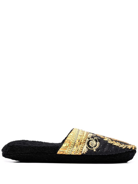  Versace Slippers Con Estampado Barroco - Negro 