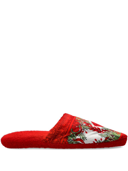  Versace Slippers Con Estampado Barroco - Rojo 