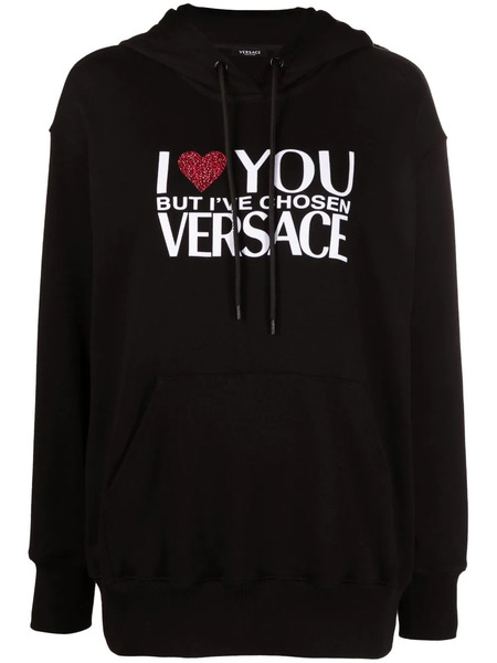  Versace Sudadera Con Eslogan Y Capucha - Negro 