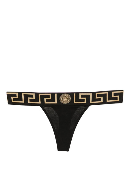  Versace Tanga Con Borde Greca - Negro 