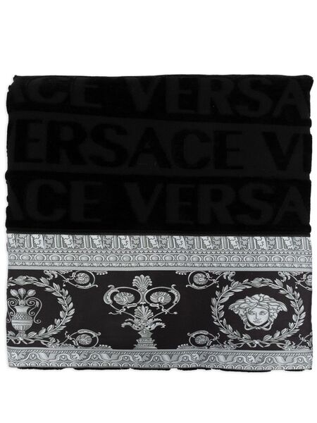  Versace Toalla Con Estampado Barocco - Negro 