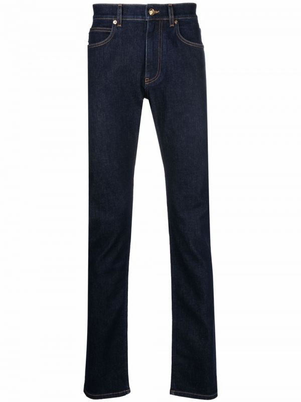  Versace Vaqueros Slim De Talle Medio - Azul 