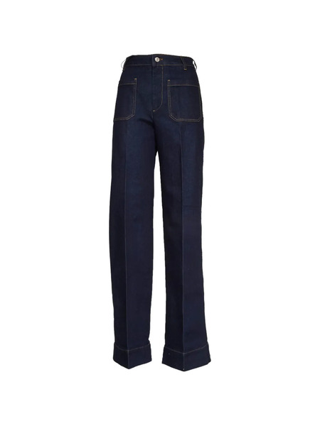  Victoria Beckham Vaqueros Alina Con Bolsillo De Parche - Azul 