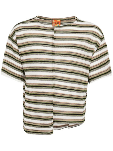  Vitelli Camisa A Rayas Con Diseño Patchwork - Verde 