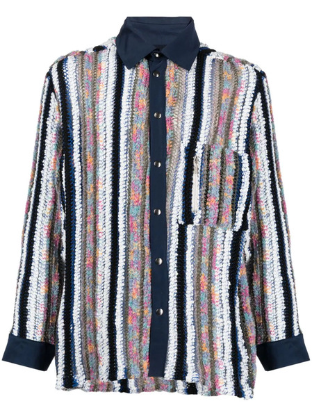  Vitelli Camisa A Rayas Con Panel De Punto - Azul 
