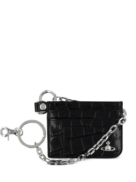  Vivienne Westwood Tarjetero Con Efecto De Piel De Cocodrilo Y Orbe - Negro 