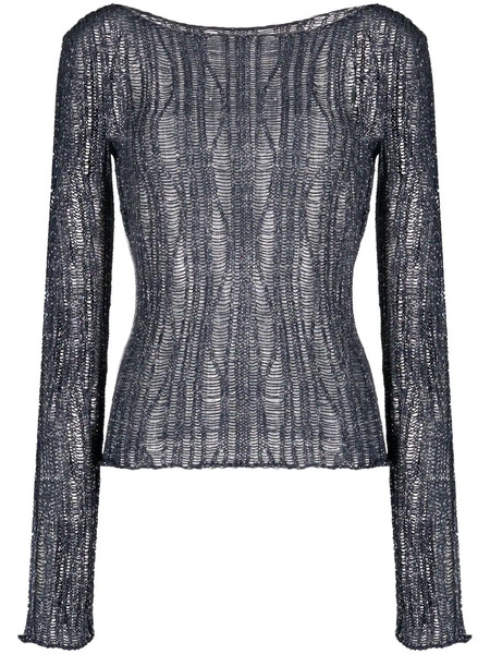  Voz Jersey Con Cuello Barco - Azul 