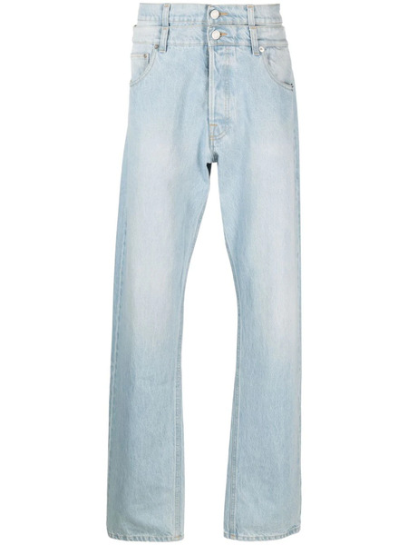  Vtmnts Pantalones Rectos Con Doble Capa - Azul 