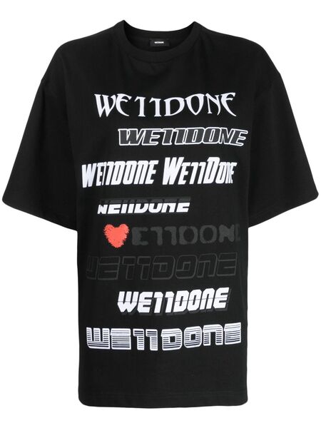  We11done Camiseta Con Logo Estampado - Negro 
