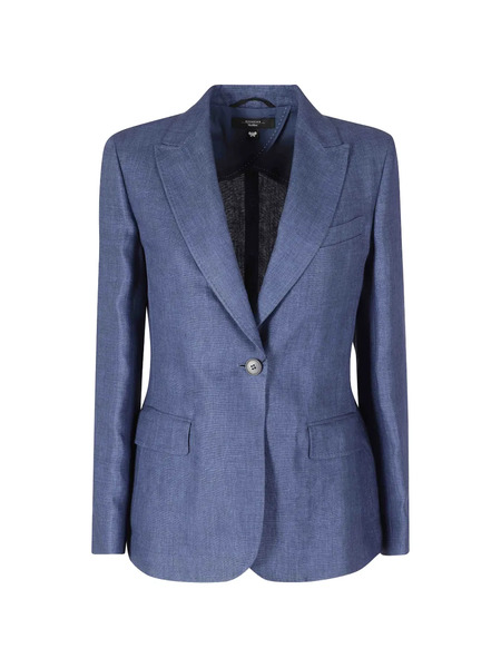  Weekend Max Mara Blazer De Lino De Lino Con Botones - Azul 