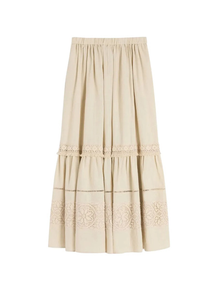 Weekend Max Mara Falda A Capas Con Encaje - Neutro 