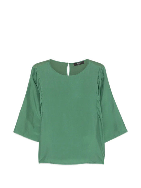  Weekend Max Mara Top De Seda Con Cuello Barco - Verde 