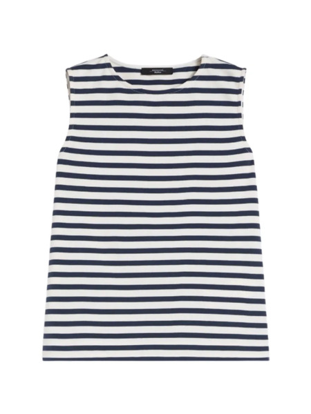  Weekend Max Mara Top Sin Mangas Wkdmulth A Rayas - Azul 