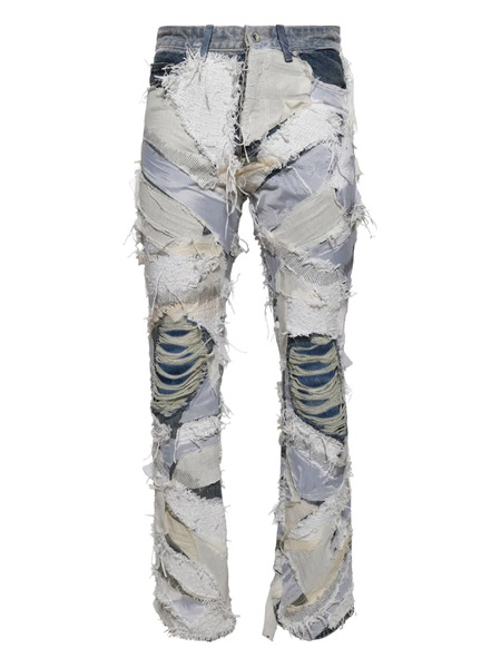  Who Decides War Vaqueros Con Efecto Envejecido Y Diseño Patchwork - Blanco 