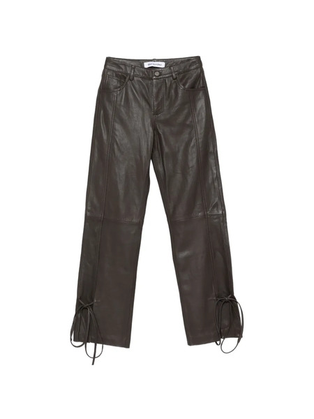  Won Hundred Pantalones De Piel Bella String - Marrón 
