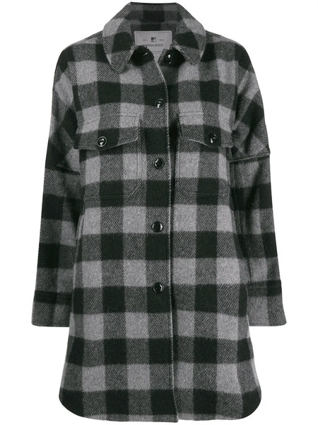  Woolrich Abrigo A Cuadros Con Botones - Gris 