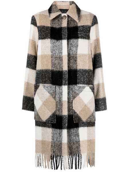  Woolrich Abrigo A Cuadros Con Flecos - Neutro 