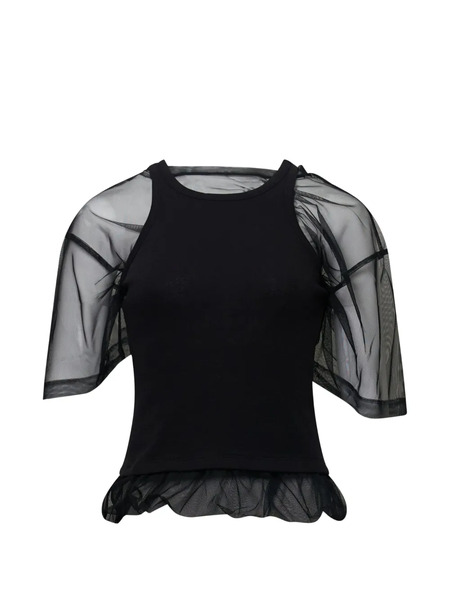  Ych Blusa Con Capa De Malla - Negro 