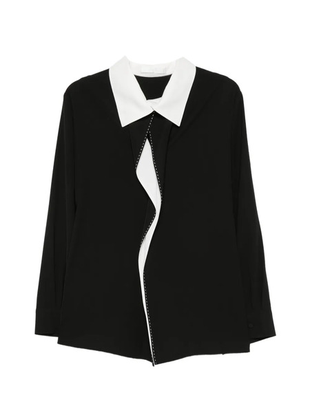  Ych Contrast-collar Blouse - Negro 