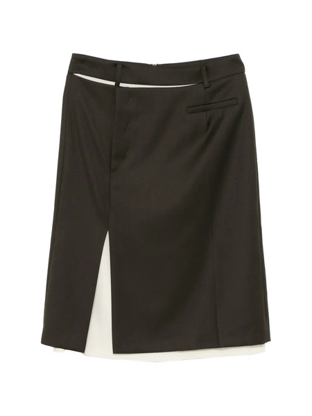  Ych Falda Midi A Capas - Marrón 