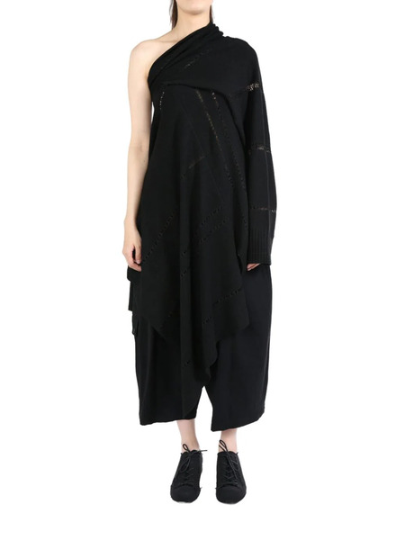  Yohji Yamamoto Off-shoulder Asymmetric Pullover - Negro 