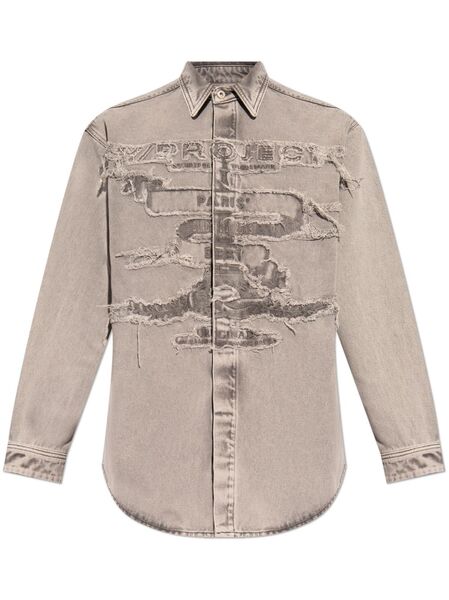  Y/project Camisa Vaquera Con Flecos - Gris 