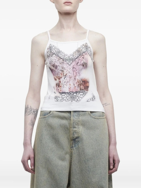  Y/project Top Con Encaje Estampado - White 