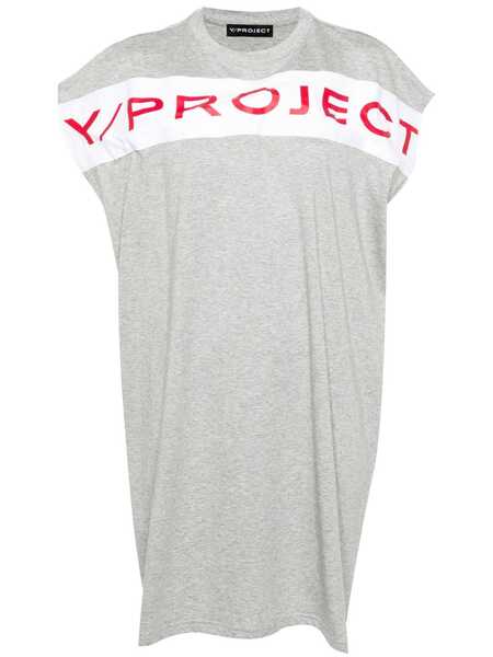 Y/project Vestido Con Logo Estampado - Gris 
