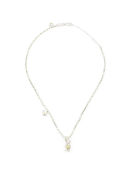  Yvmin Collar Con Charm Floral - Plateado 