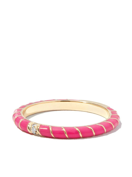  Yvonne Léon Anillo Alliance Mini Torsade En Oro Amarillo De 9kt Con Diamante Y Esmalte - Dorado 