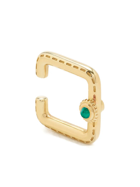  Yvonne Léon Pendientes De Aro Mini Créoles Gousset En Oro Amarillo De 9 Ct Con Diamante Y Malaquita - Dorado 