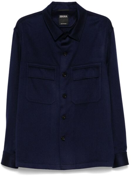  Zegna Camisa Alba - Azul 