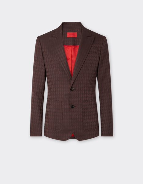  Ferrari Blazer Q-cycle® De Sarga De Algodón Con Botonadura Sencilla - Male Chaquetas Y Prendas De Abrigo Caoba 48 