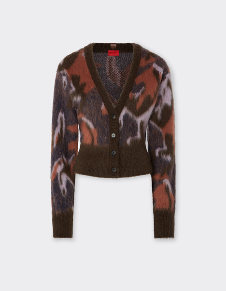  Ferrari Chaqueta De Punto Con Estampado Cavallino Ikat - Female Jerséis Y Prendas De Punto Espresso 40 